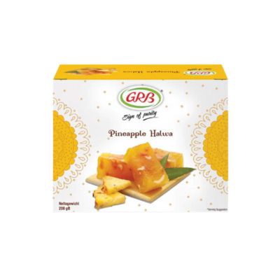 A box of GRB Pineapple Halwa, a delicious Indian sweet.