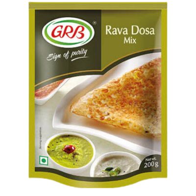 A packet of GRB Rava Dosa Mix, a ready-to-cook mix for making delicious and fluffy Rava Dosas.