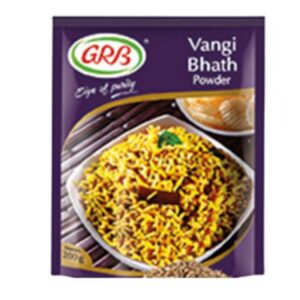 A 100g packet of GRB Vangibath Powder, a spice blend for making South Indian Vangibath.