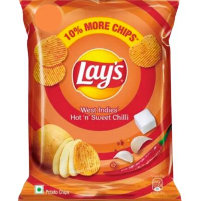 Pack of Lays Hot & Sweet Chilli crisps.