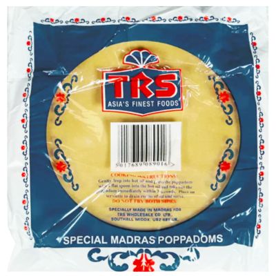 200g pack of TRS Madras Poppadoms Plain.