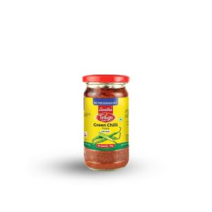 Telugu Foods Green Chilli Pickle 300g jar.