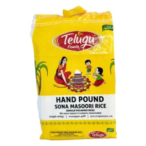 Telugu Foods Hand Pound Sona Masoori Rice 5kg pack.