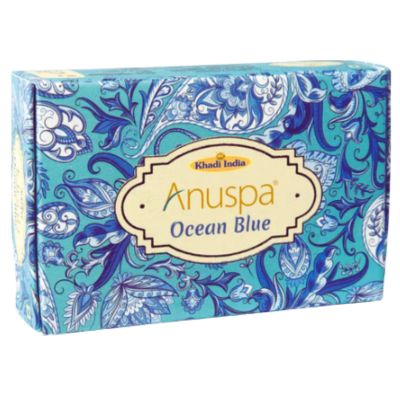 Anushpa Khadi Ocean Blue Herbal Soap 125G – Aromatic Bath Bar – Buy in UK