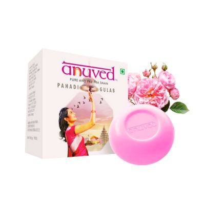 Anuved Pahadi Gulab Soap 125G – Herbal Indian Rose Water Soap with Skin-Cooling & Toning Properties