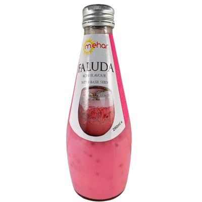 Mehar Rose Faluda Drink 290ml – Delicious Indian dessert beverage available online at Spice Supermarket LTD UK