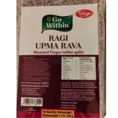 Telugu Foods Ragi Millet Upma Rava 500g Pack – Healthy Upma Ingredient